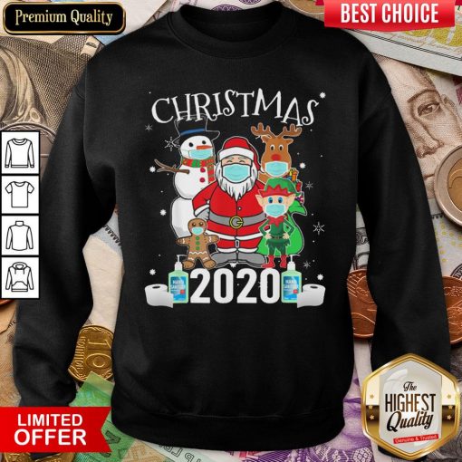 Hot Christmas Santa Claus And Friends Wearing Mask 2020 Sweatshirt - Design By Viewtees.com