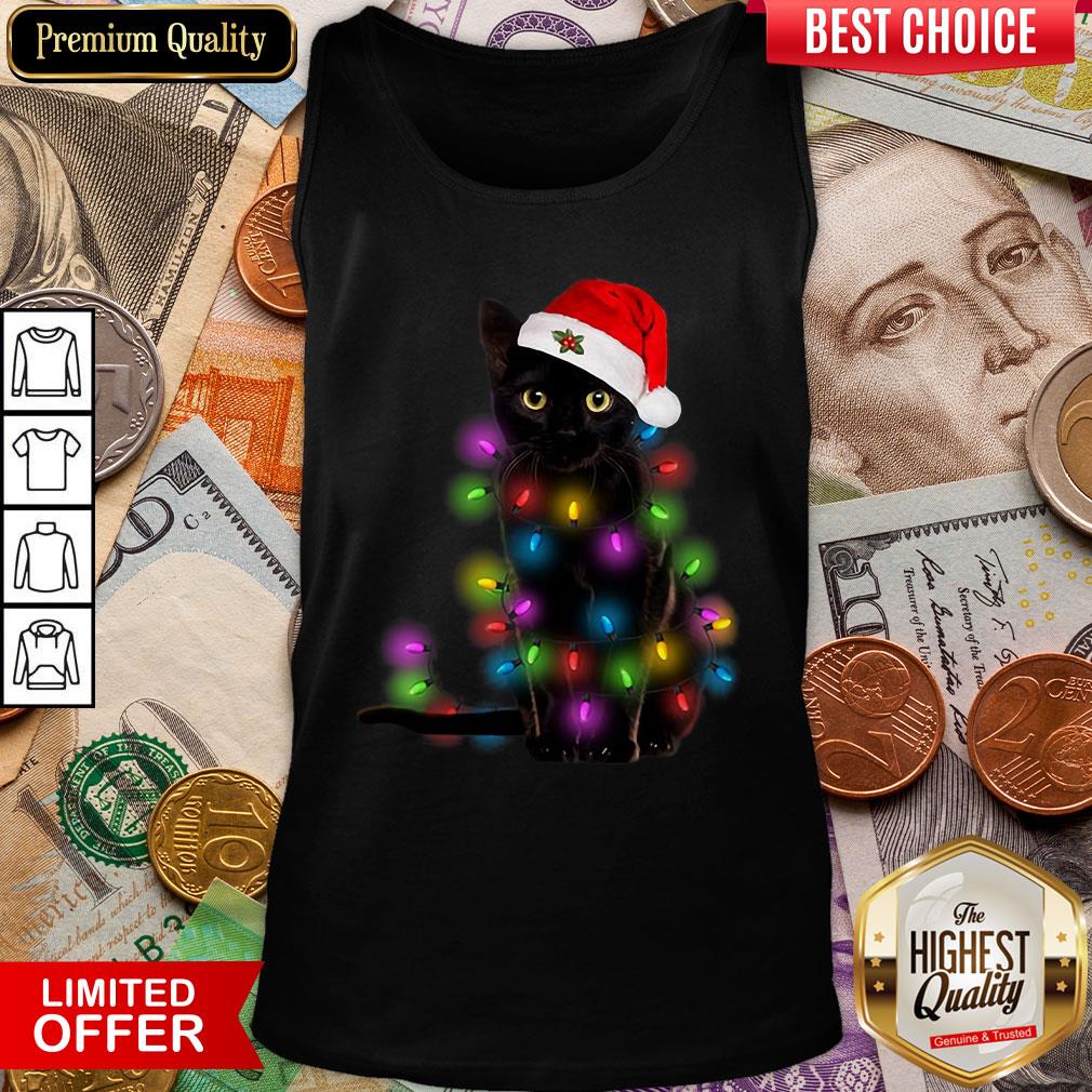 Colorful Black Cat Light Merry Christmas Tank Top - Design By Viewtees.com