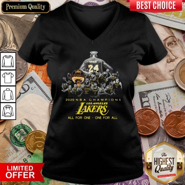 Top Kobe Bryant 2020 Nba Champion Los Angeles Lakers All For One – One For All V-neck - Design By Viewtees.com