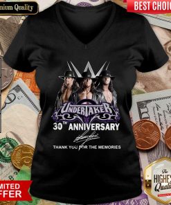 Undertaker 30th Anniversary Signature Thank You For The Memories V-neck - Design By Viewtees.com