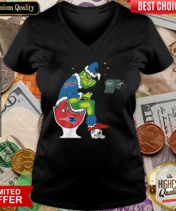 The Grinch Buffalo Bills Shit On Toilet New England Patriots And Other Teams Christmas V-neck - Design By Viewtees.com
