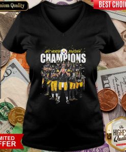 Pittsburgh Steelers Team Football Afc North Division Champions Signatures V-neck - Design By Viewtees.com