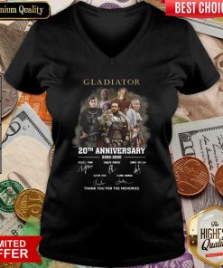 Gladiator 20th Anniversary 2000 2020 Thank You For The Memories Signatures V-neck - Design By Viewtees.com