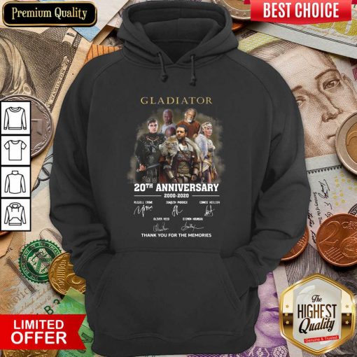 Gladiator 20th Anniversary 2000 2020 Thank You For The Memories Signatures Hoodie - Design By Viewtees.com