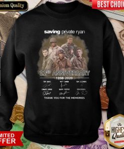 Saving Private Ryan 22nd Anniversary 1988 2020 Thank You For The Memories Signatures Sweatshirt - Design By Viewtees.com