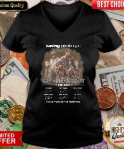 Saving Private Ryan 22nd Anniversary 1988 2020 Thank You For The Memories Signatures V-neck - Design By Viewtees.com