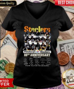 Steelers Pittsburgh Steelers 88th Anniversary 1933 2021 Thank You For The Memories Signatures V-neck - Design By Viewtees.com