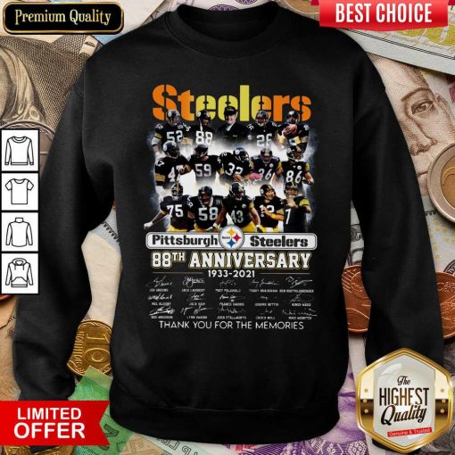 Steelers Pittsburgh Steelers 88th Anniversary 1933 2021 Thank You For The Memories Signatures Sweatshirt - Design By Viewtees.com