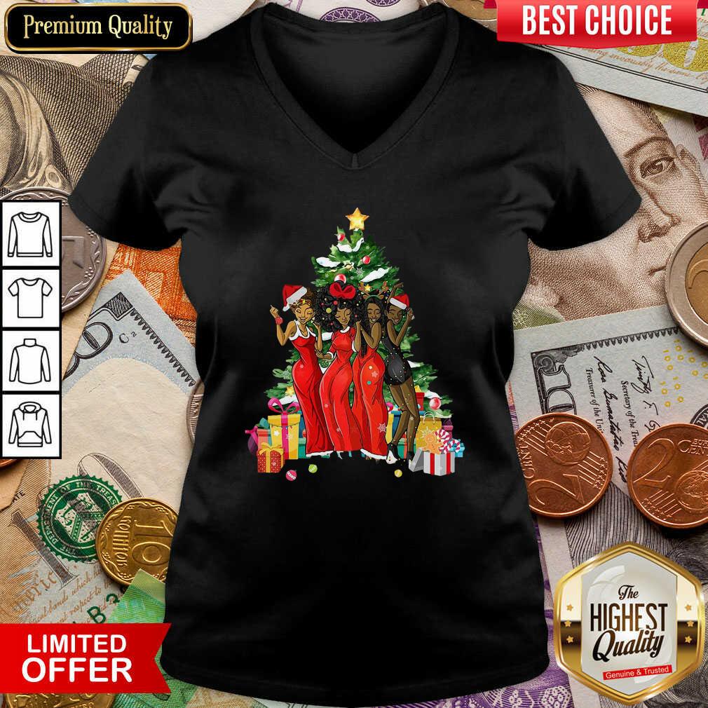 Girl Magic Merry Christmas Tree Collection V-neck - Design By Viewtees.com