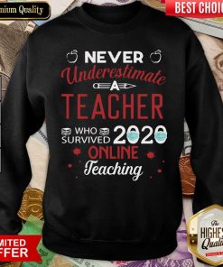 Never Underestimate A Teacher Who Survived 2020 Online Teaching Sweatshirt - Design By Viewtees.com