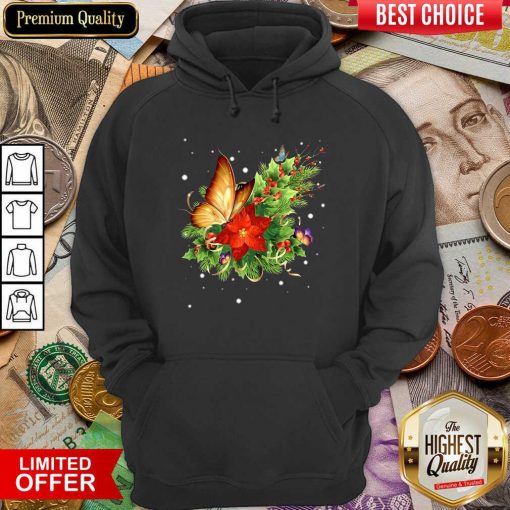 Butterfly Poinsettia Hoodie - Design By Viewtees.com