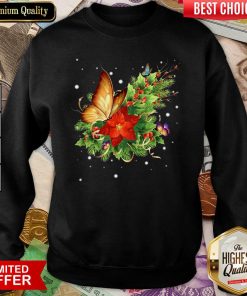 Butterfly Poinsettia Sweatshirt - Design By Viewtees.com
