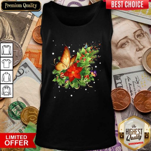 Butterfly Poinsettia Tank Top - Design By Viewtees.com