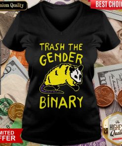 Raccoon Trash The Gender Binary V-neck - Design By Viewtees.com