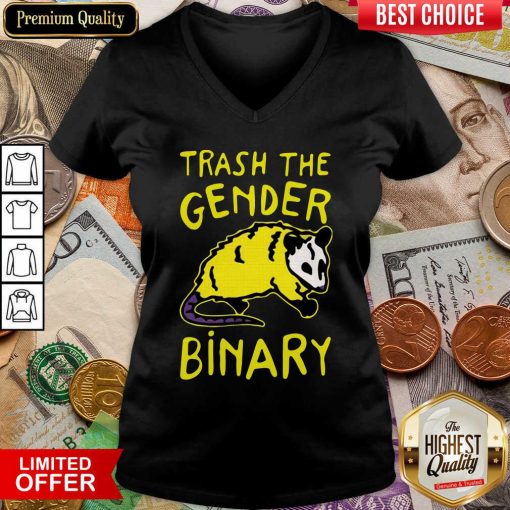 Raccoon Trash The Gender Binary V-neck - Design By Viewtees.com