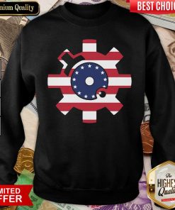 Betsy Ross Flag Bolt Face American Flag Sweatshirt - Design By Viewtees.com