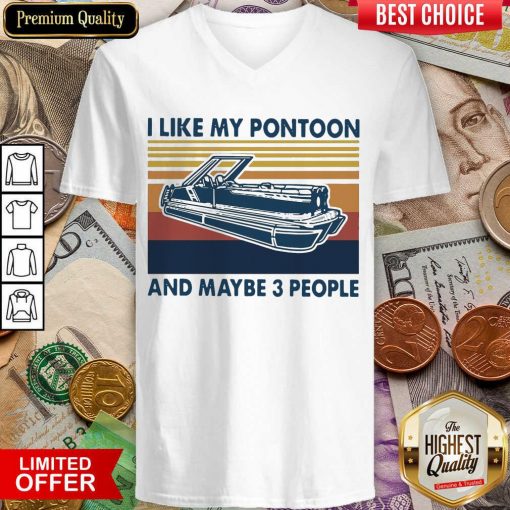 I Like My Pontoon And Maybe 3 People Vintage Retro V-neck - Design By Viewtees.com