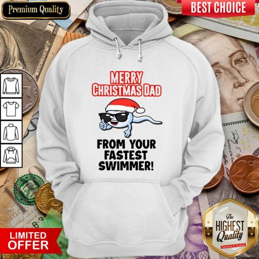Merry Christmas Dad From Your Fastest Swimmer Hoodie - Design By Viewtees.com