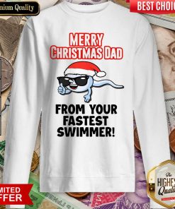 Merry Christmas Dad From Your Fastest Swimmer Sweatshirt - Design By Viewtees.com