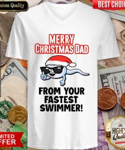 Merry Christmas Dad From Your Fastest Swimmer V-neck - Design By Viewtees.com
