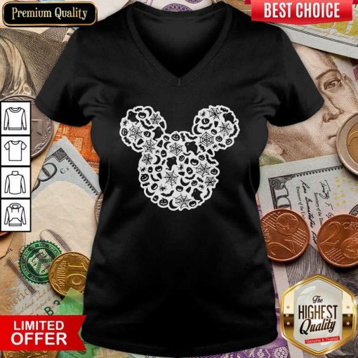 Mickey Mouse Halloween Ghost Pumpkin V-neck - Design By Viewtees.com