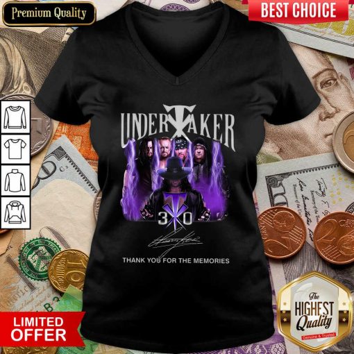 Undertaker 30th Anniversary Thank You For The Memories Signatures V-neck - Design By Viewtees.com