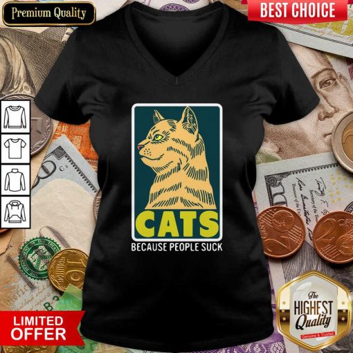 Cats Because People Suck V-neck - Design By Viewtees.com
