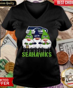 Gnomies Seattle Seahawks Christmas V-neck - Design By Viewtees.com