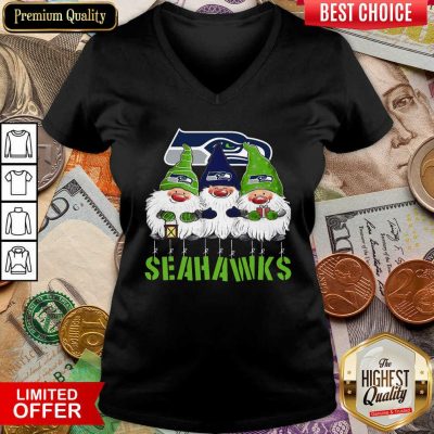 Gnomies Seattle Seahawks Christmas V-neck - Design By Viewtees.com 
