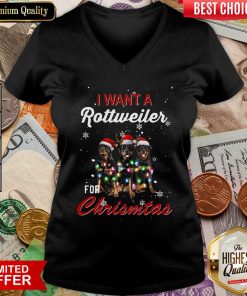 I Want A Rottweiler For Christmas V-neck - Design By Viewtees.com