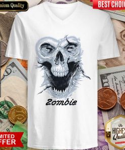 Skull Zombie V-neck - Design By Viewtees.com