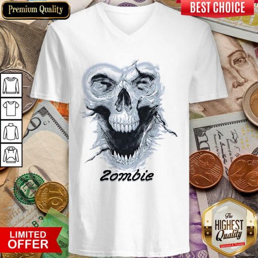 Skull Zombie V-neck - Design By Viewtees.com