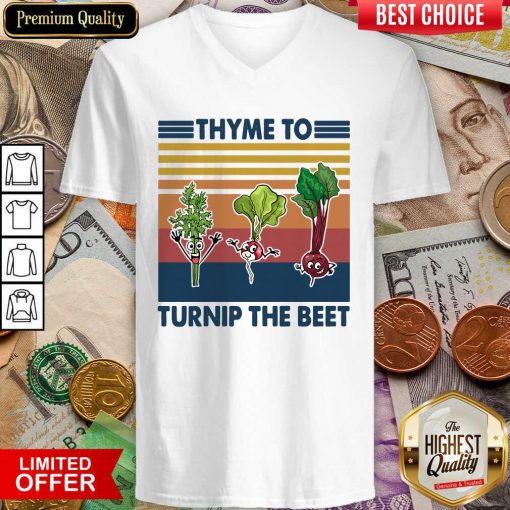 Gardening Thyme To Turnip The Beet Vintage Retro V-neck - Design By Viewtees.com