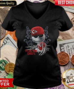 Jack Skellington Fear The Kansas City Chiefs V-neck - Design By Viewtees.com