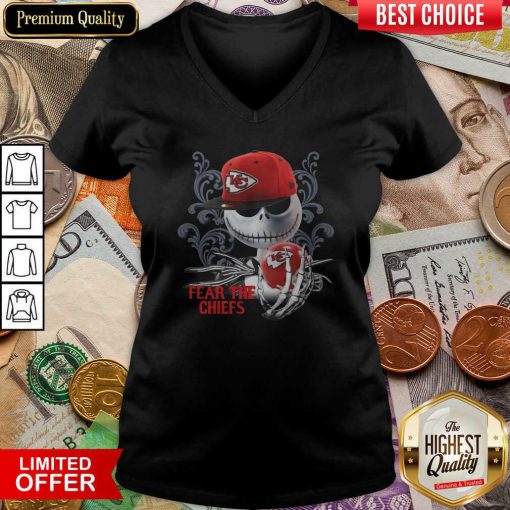 Jack Skellington Fear The Kansas City Chiefs V-neck - Design By Viewtees.com