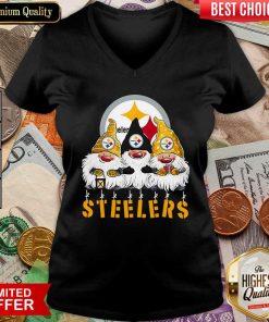Pittsburgh Steelers Gnomes Merry Christmas V-neck - Design By Viewtees.com