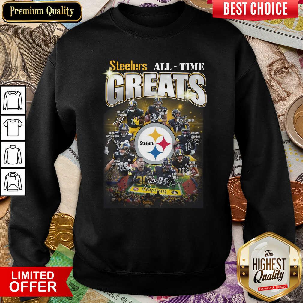 Pittsburgh Steelers Team Football All Time Greats Signatures Sweatshirt - Design By Viewtees.com