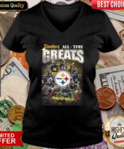 Pittsburgh Steelers Team Football All Time Greats Signatures V-neck - Design By Viewtees.com