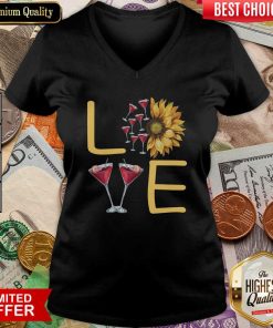 Love Sunflower Wine V-neck - Design By Viewtees.com