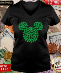 Mickey Mouse Green Four Leaf Clover Shamrock St Patrick’s V-neck - Design By Viewtees.com