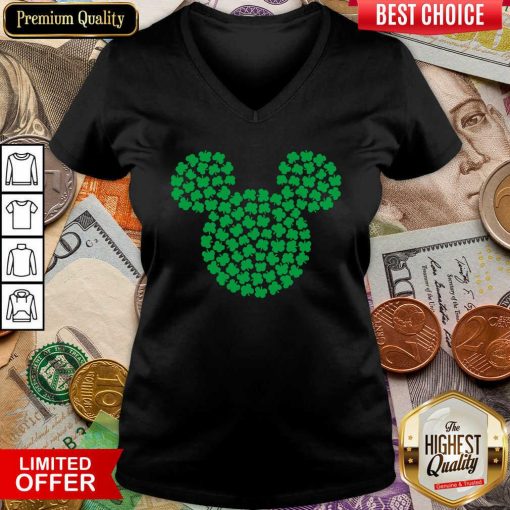 Mickey Mouse Green Four Leaf Clover Shamrock St Patrick’s V-neck - Design By Viewtees.com