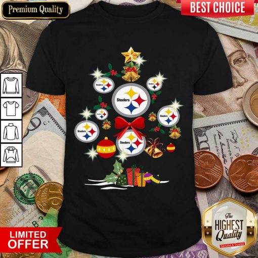 Pittsburgh Steelers Merry Christmas Tree Gift Shirt - Design By Viewtees.com