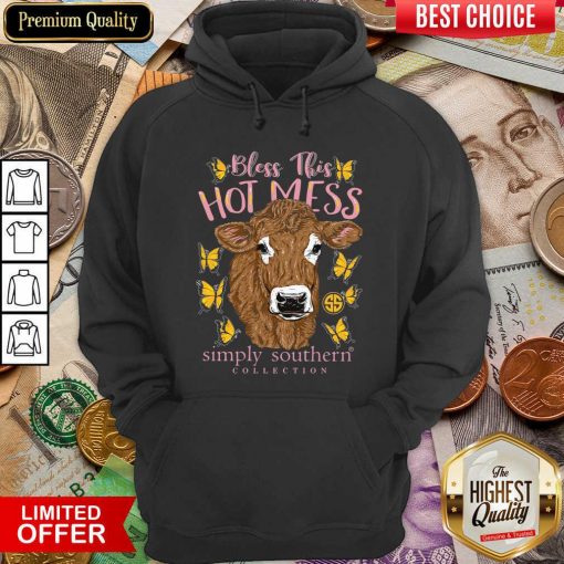 Simply Southern Collection Bless This Hot Mess Cow Hoodie - Design By Viewtees.com