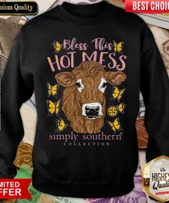 Simply Southern Collection Bless This Hot Mess Cow Sweatshirt - Design By Viewtees.com