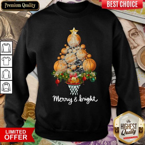 Volleyball Merry And Bright Christmas Tree Sweatshirt - Design By Viewtees.com