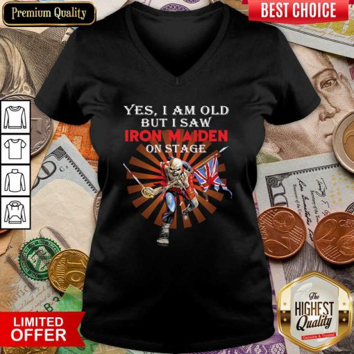 Yes I Am Old But I Saw Iron Maiden On Stage Skeleton V-neck - Design By Viewtees.com