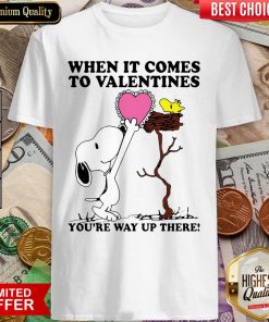 Snoopy And Woodstock When It Comes To Valentines Youre Way Up There Valentines Day Shirt - Design By Viewtees.com