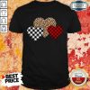 Awesome Valentines Day Valentine Three Hearts Leopard Buffalo Plaid Shirt