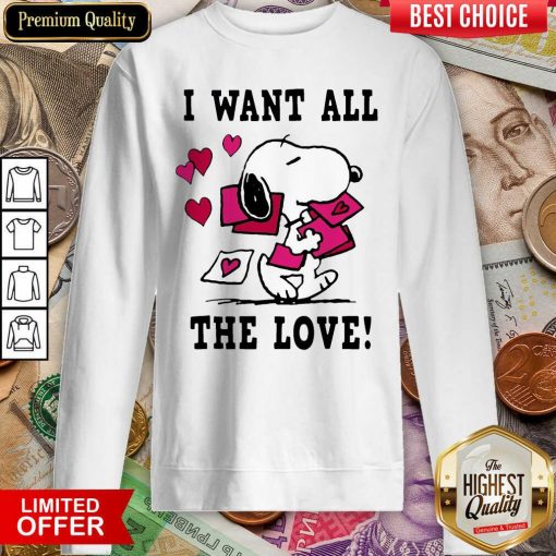 Peanuts Snoopy All The Love Valentines Sweatshirt - Design By Viewtees.com