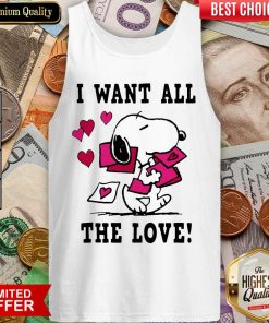 Peanuts Snoopy All The Love Valentines Tank Top - Design By Viewtees.com